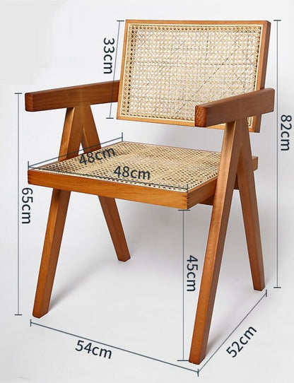 Nordic Handwoven Rattan Chair with Solid Oak Wood Frame - Forplanetsake