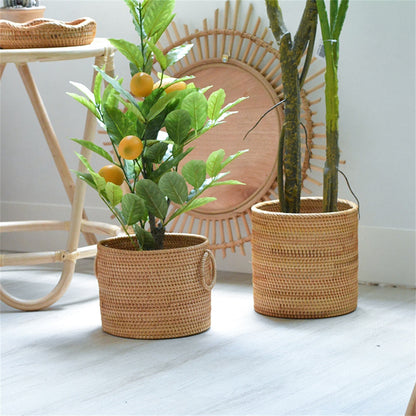 Hand-woven Rattan Wicker Flower Basket