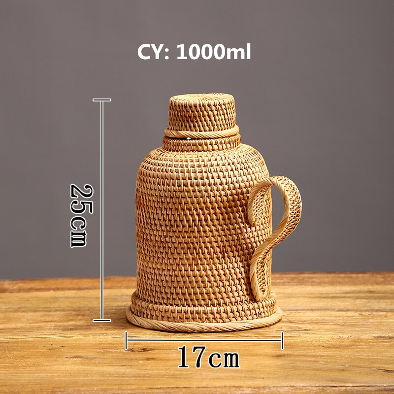 Handwoven Vintage Style Rattan Thermos Flask