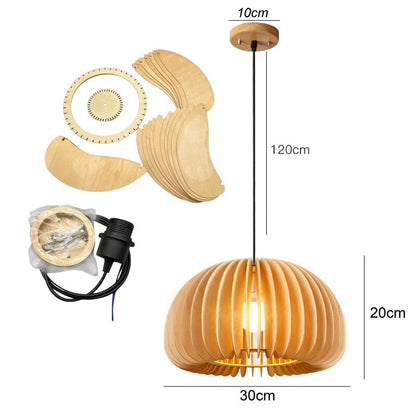 Handmade Bamboo and Wooden Pumpkin Pendant Light