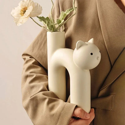 Natural Ceramic Aesthetic Cat Vase