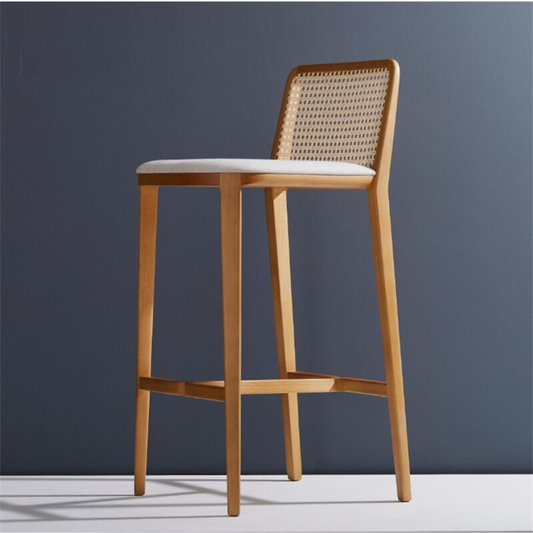 Nordic Style Solid Wood and Rattan Leisure High Chair