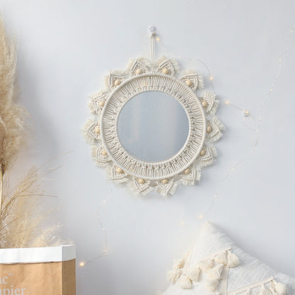Nordic Round Handwoven Stunning Macrame Wall Mirror - Forplanetsake