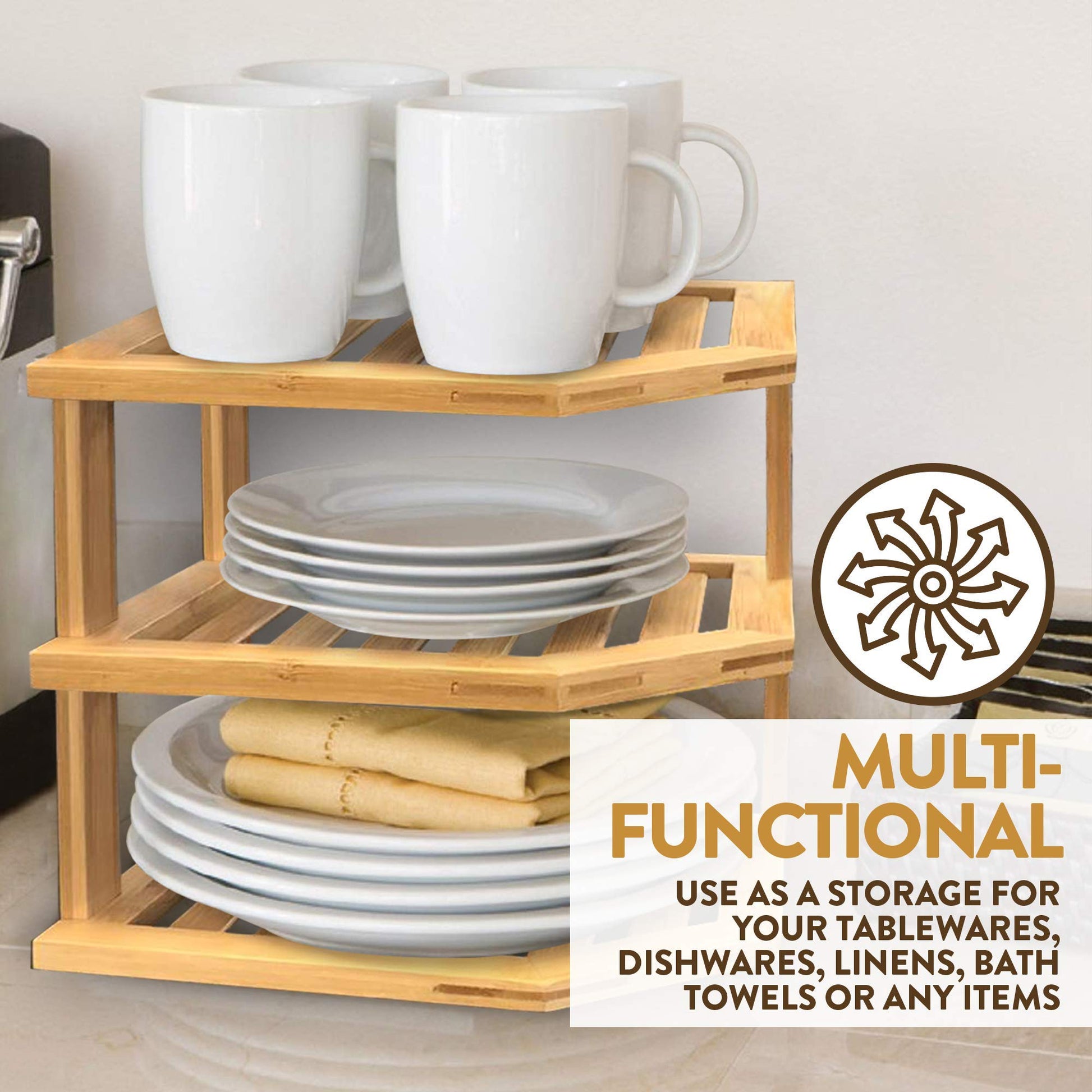 High Quality and Durable 3-Tier Bamboo Kitchen Storage rack - Forplanetsake