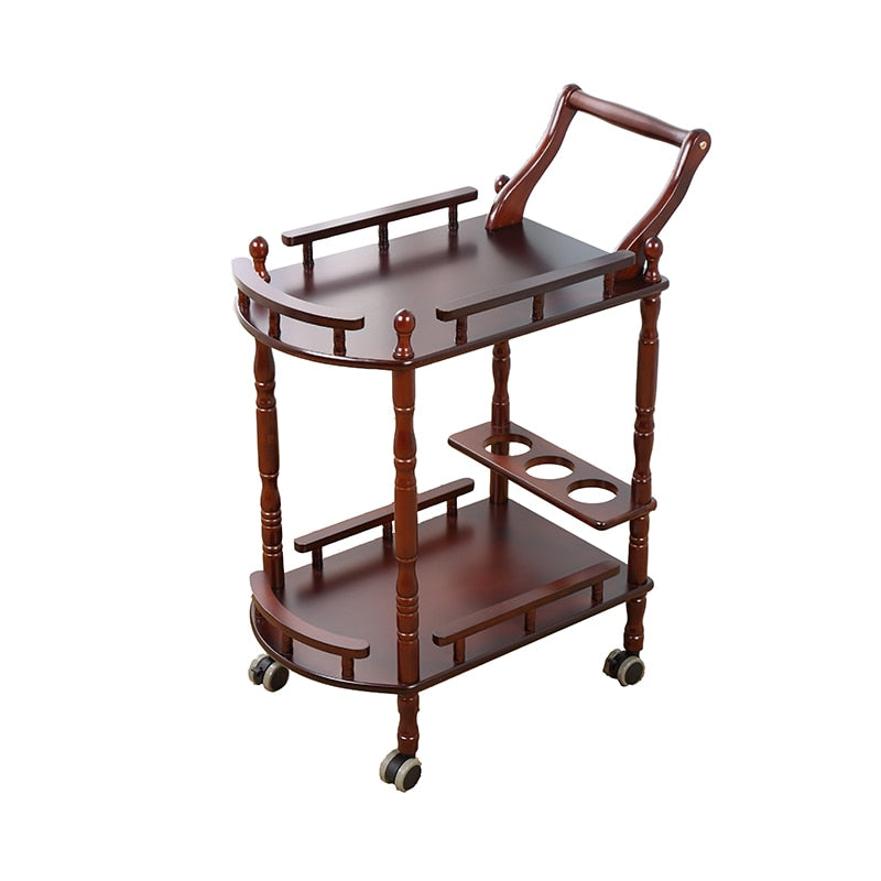 Solid Wood 2-Tier Kitchen Trolley, Dining Cart, Coffee Table and Multipurpose Shelf Display Rack - Forplanetsake
