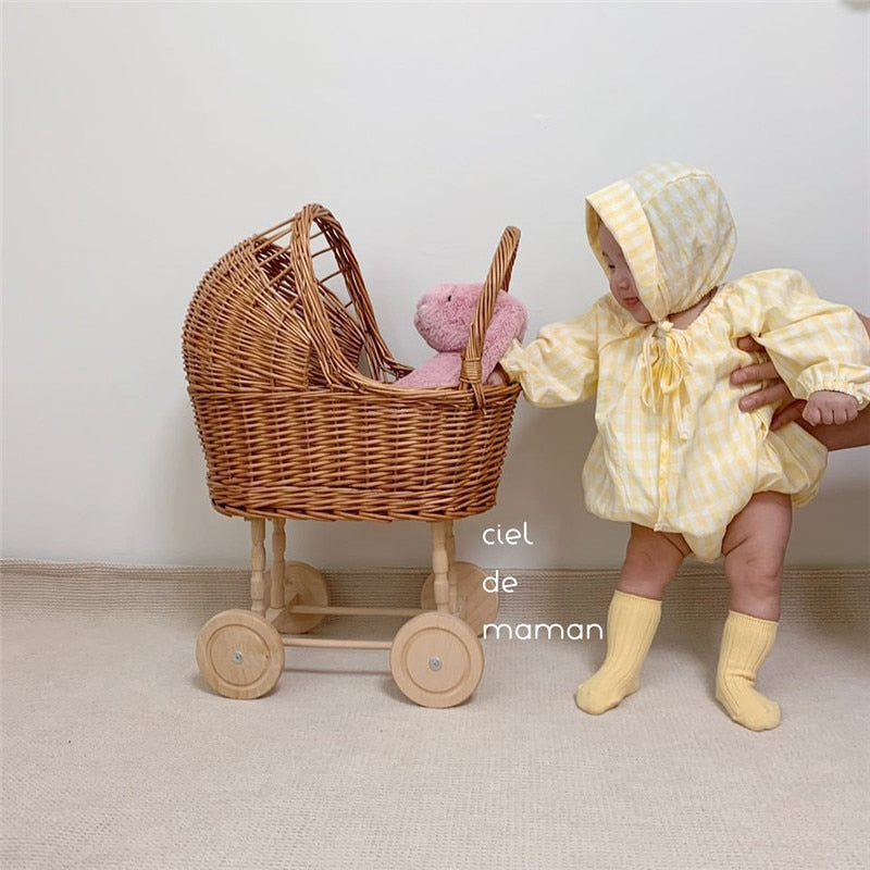 Retro Rattan Baby Stroller, Photography Prop and Baby Doll Cart - Forplanetsake