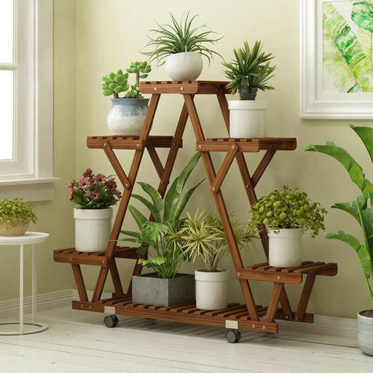 Triangular Wooden Plant Stand