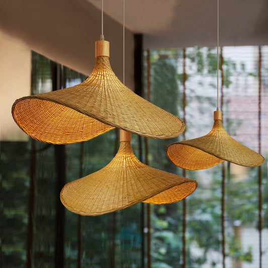 Handmade Bamboo Wicker Hanging Ceiling Lamps - Forplanetsake