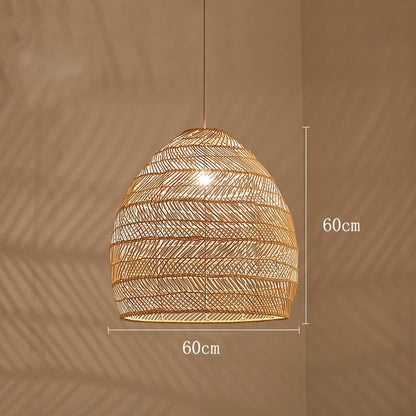 Handmade Wicker Rattan Vintage Hanging Lamps - Beige - Forplanetsake