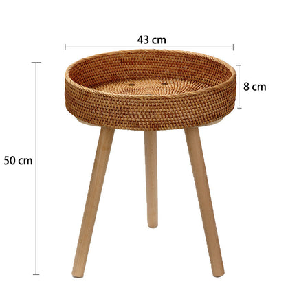 Round Rattan Coffee Table With Stools