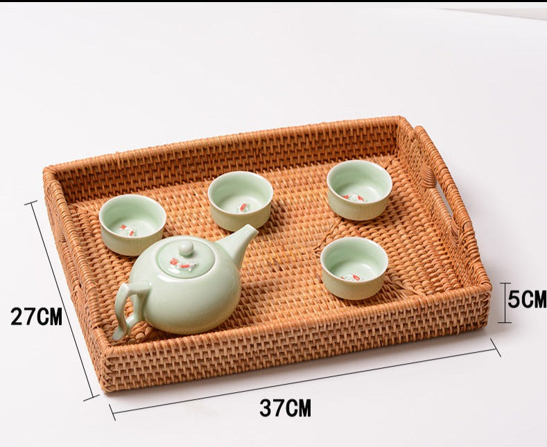 Ecofriendly Rattan Woven and Handmade Rectangular Tea Tray - Forplanetsake