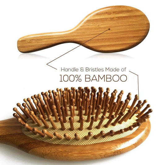 Premium Wooden Bamboo Hair Brush with Bamboo Comb Teeth to Improve Hair Growth and Prevent Hair Loss