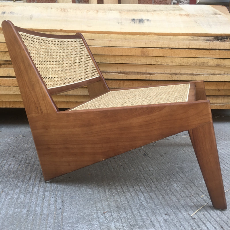 Nordic Living Room Z shape Low Height Rattan and Wooden Frame Kangaroo Lounge Chair - Forplanetsake