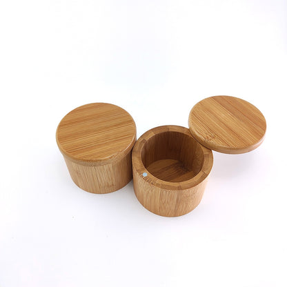 Bamboo round salt box with magnet; Kitchen Bamboo Jar; Bamboo Can; Bamboo Container used for Tea or Coffee or Sugar