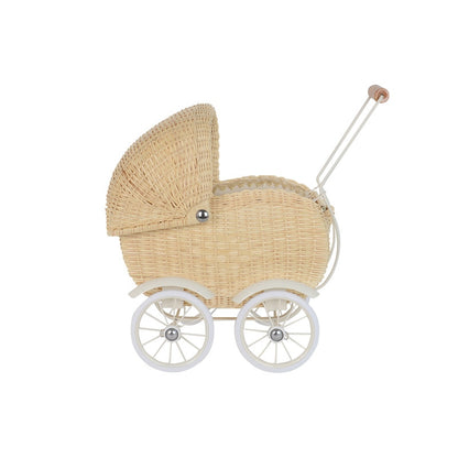 Nordic Style Hand-woven Natural Rattan Toy Trolley and Baby Room Decor