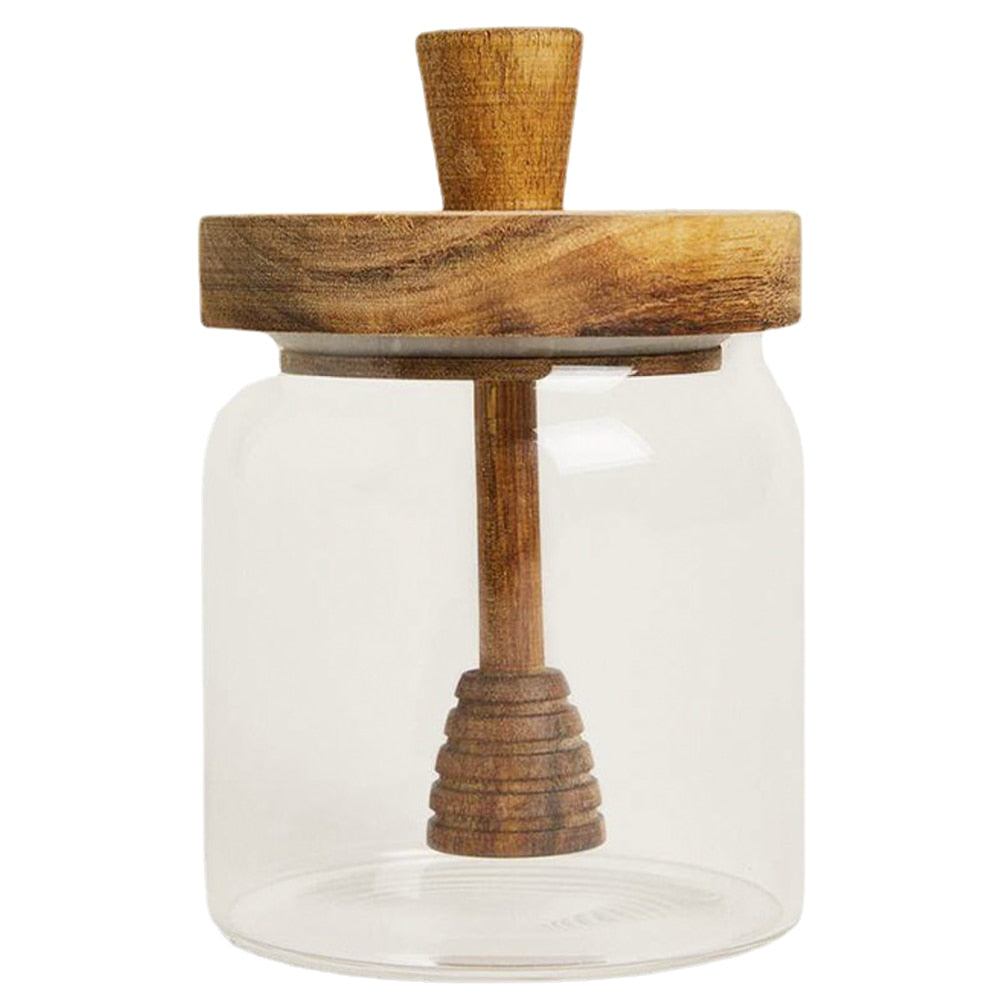 Honey Syrup Pot Jar with Wooden lid