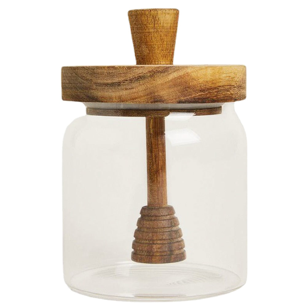 Honey Syrup Pot Jar with Wooden lid - Forplanetsake