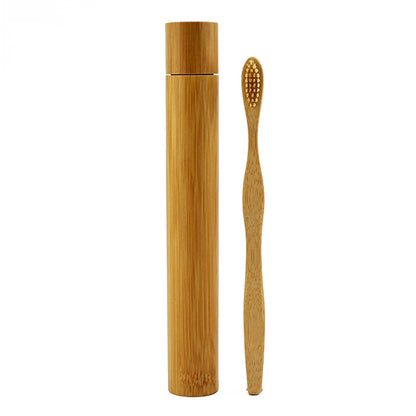 Natural Bamboo Toothbrush Travel Case and Bamboo Toothbrush
