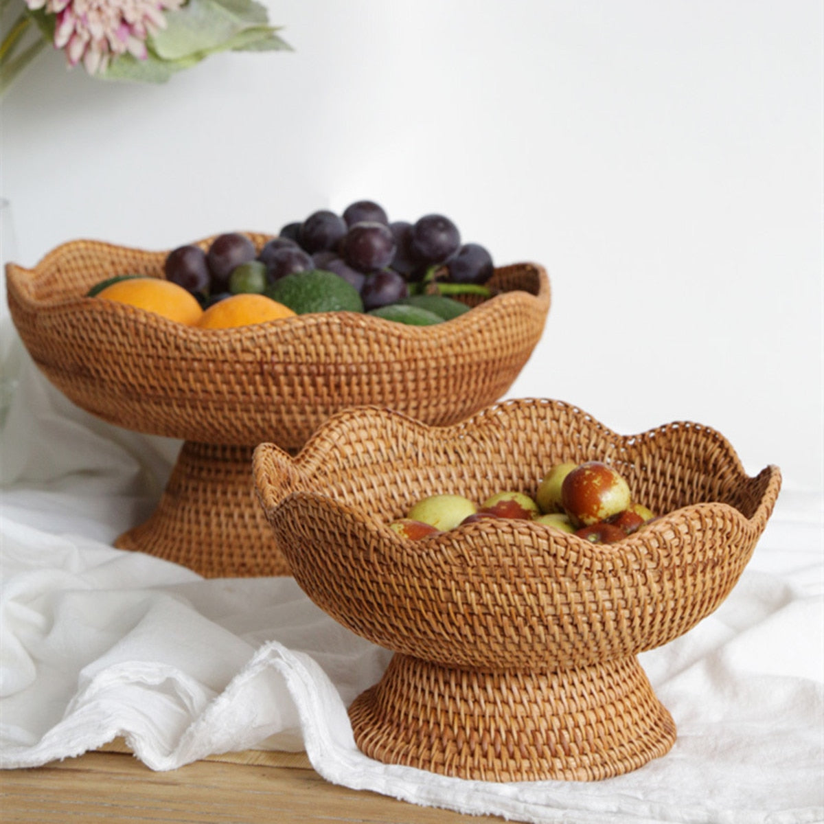 Natural Handwoven Rattan Fruit Baskets Storage Bowls and Decorative Baskets - Forplanetsake