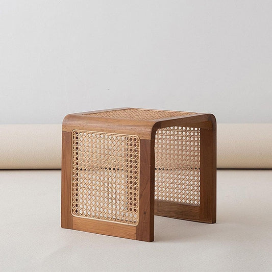 Minimalist Solid Wood and Rattan Square Coffee Table - Forplanetsake