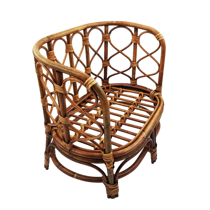 Handmade Retro Bamboo Rattan Chair, Baby Bed Crib, Posing Sofa, Newborn Photography Props